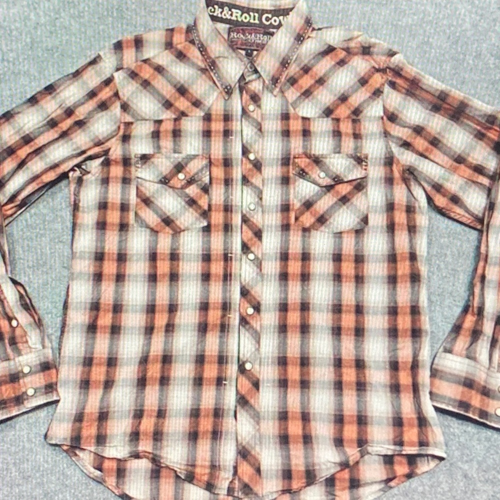 Rock & Roll Cowgirl Plaid Button Down Shirt - Brown and Black